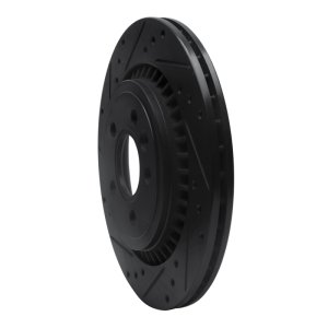 Volvo XC70 Brake Rotor (1) - Rear Left - R1 Concepts - Drilled & Slotted - Black - `07-`18